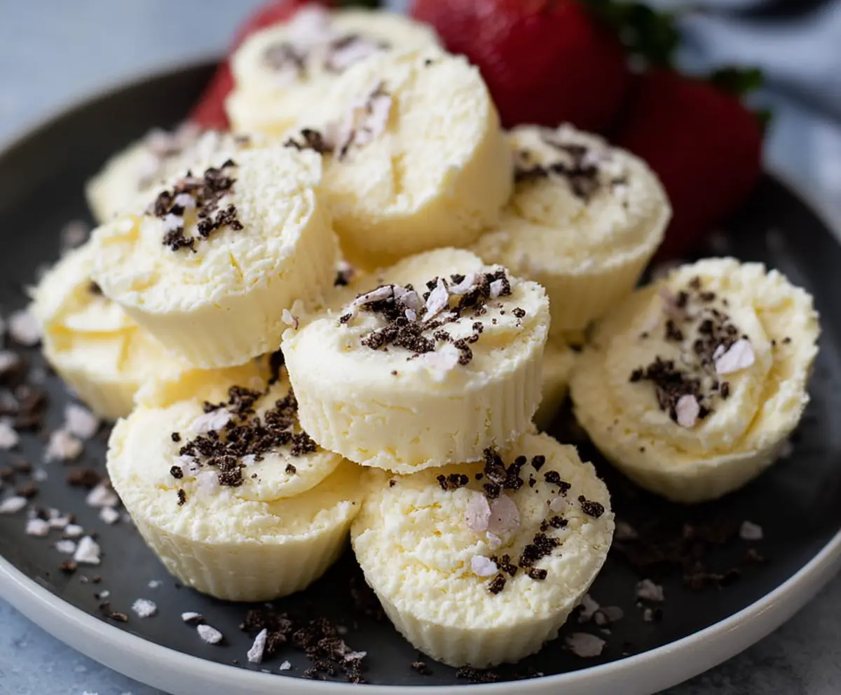 Delicious cheesecake fat bombs with creamy texture and tempting appearance.