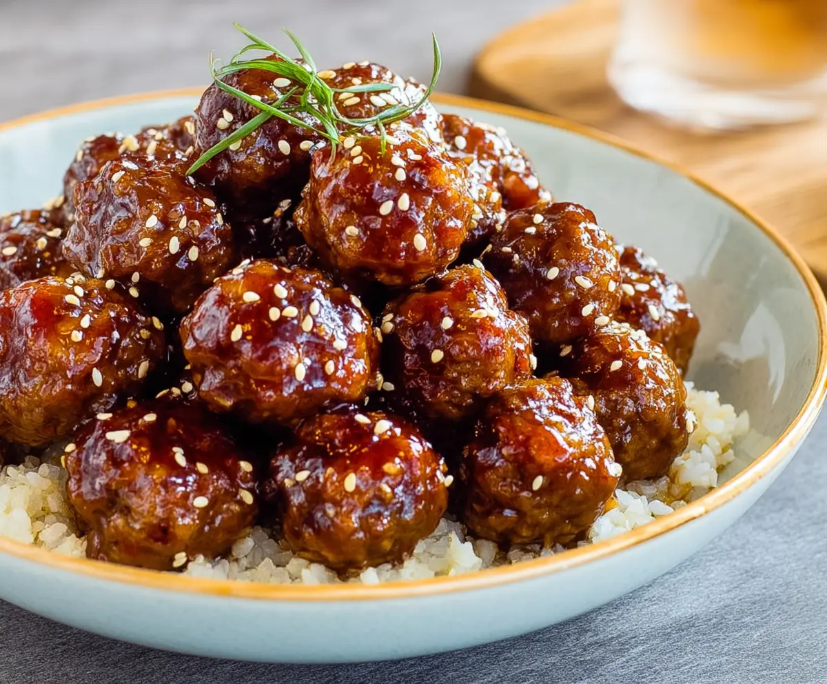 Delicious honey garlic meatballs served on a plate, perfect for a flavorful appetizer or main dish.