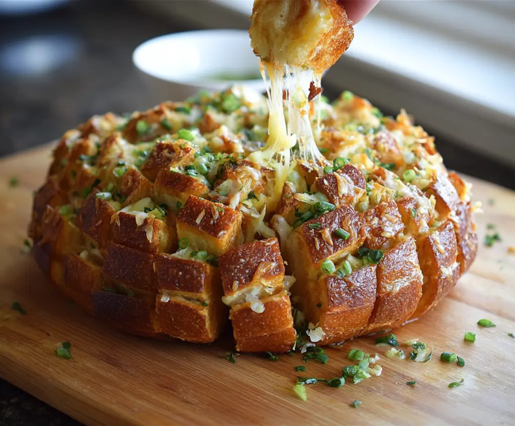 Delicious Bloomin Onion Pull Apart Bread with crispy exterior and gooey cheese inside.