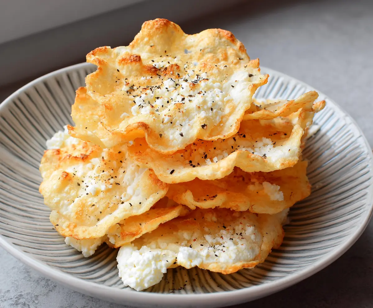 Cottage Cheese Chips on a Plate - Healthy Snack Recipe