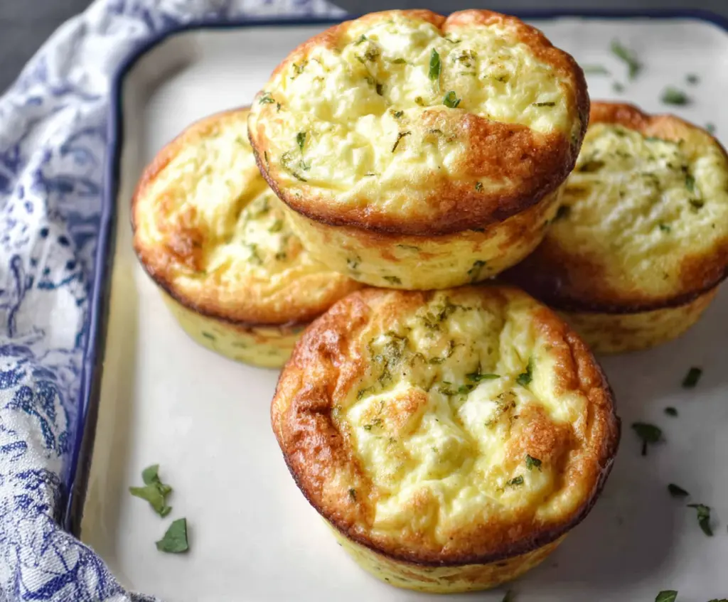 Healthy cottage cheese egg muffin with spinach and tomatoes, perfect for breakfast or snack.