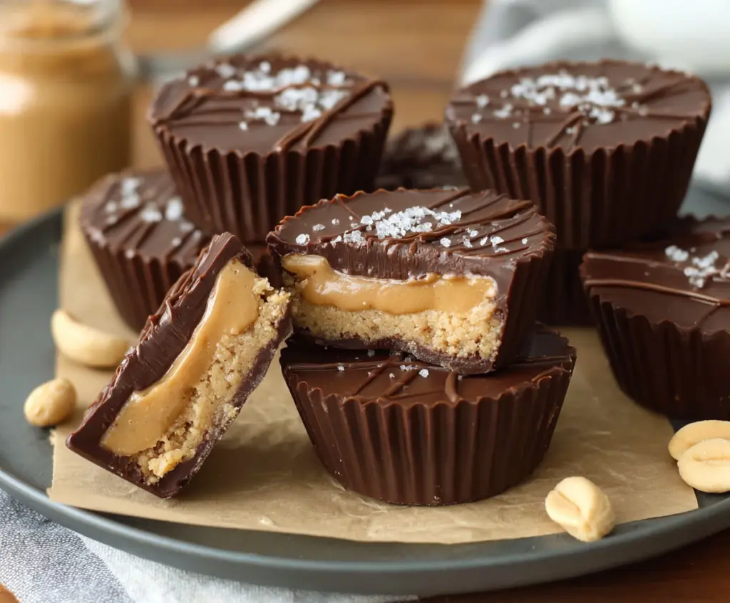 Delicious homemade Cottage Cheese Peanut Butter Cups with creamy peanut butter and cottage cheese filling.