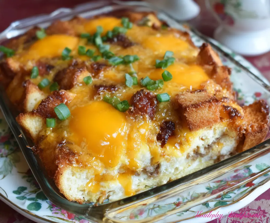 Delicious Country Breakfast Casserole with eggs, sausage, and cheese, perfect for morning gatherings.