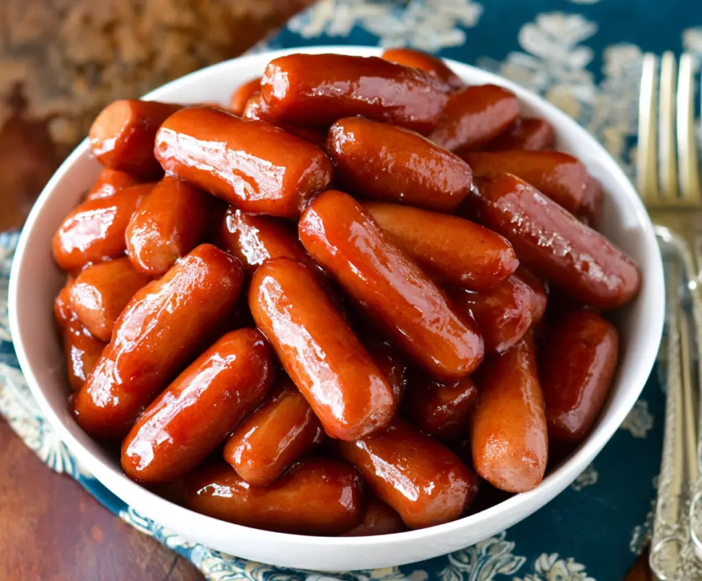 Delicious Crock Pot Little Smokies appetizer with flavorful sausages in a slow cooker.