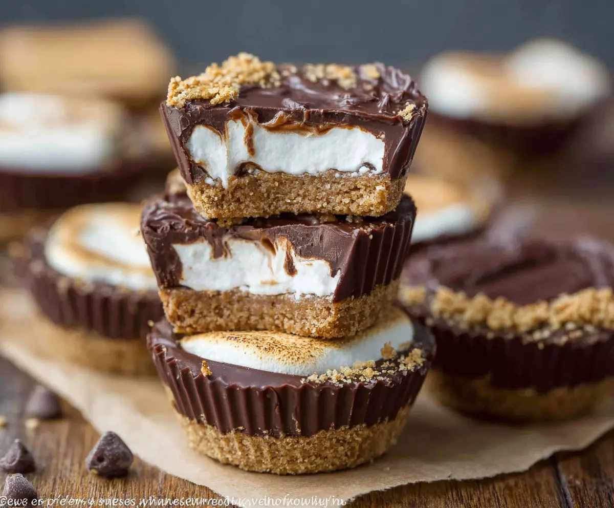 Delicious S'mores Peanut Butter Cups with melted chocolate, marshmallows, and creamy peanut butter dessert