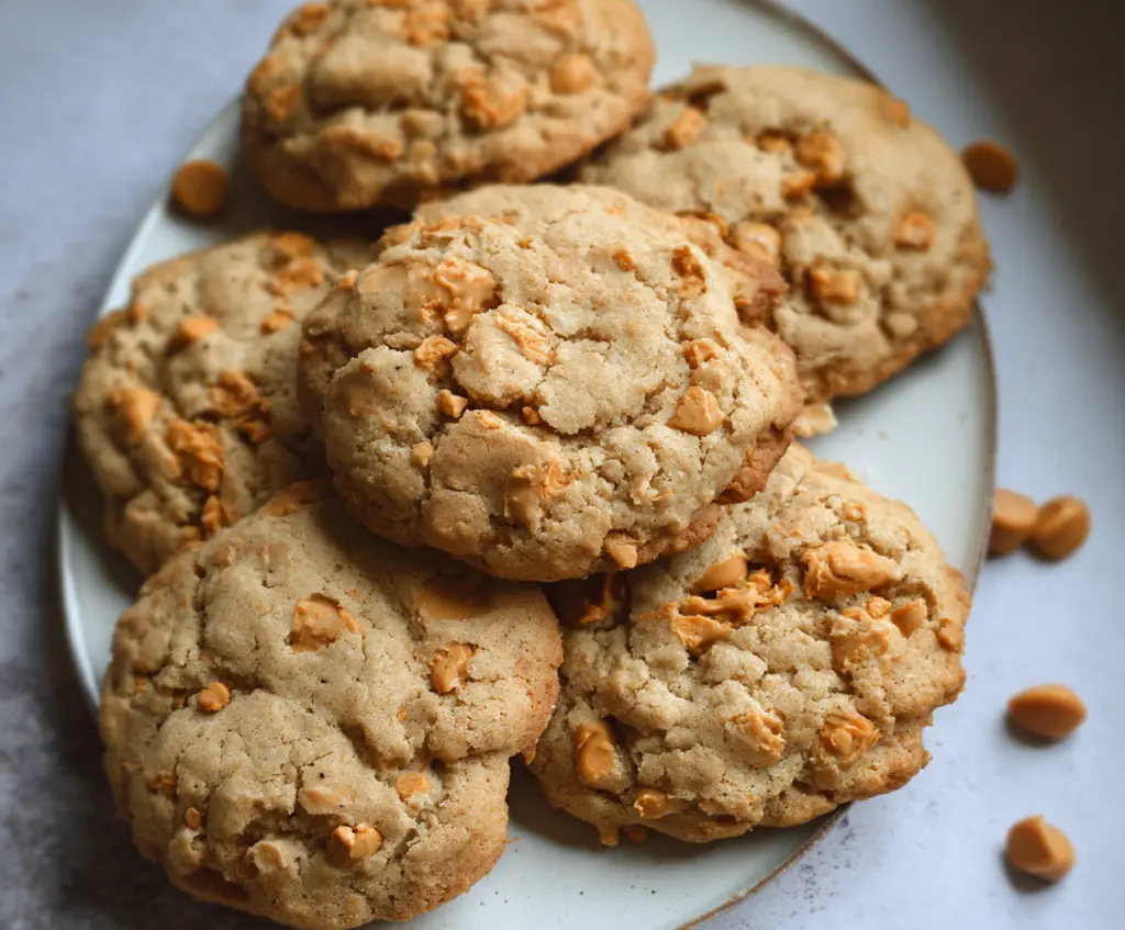 Delicious Sourdough Butterscotch Cookies featuring golden brown edges and a chewy texture