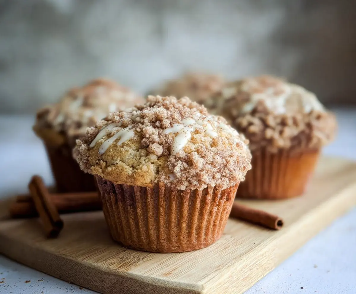 Delicious sourdough discard cinnamon streusel muffins topped with a crunchy cinnamon streusel crust.