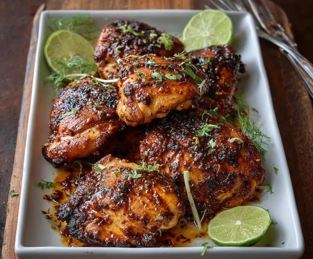 Juicy grilled chili lime chicken served with fresh vegetables on a plate