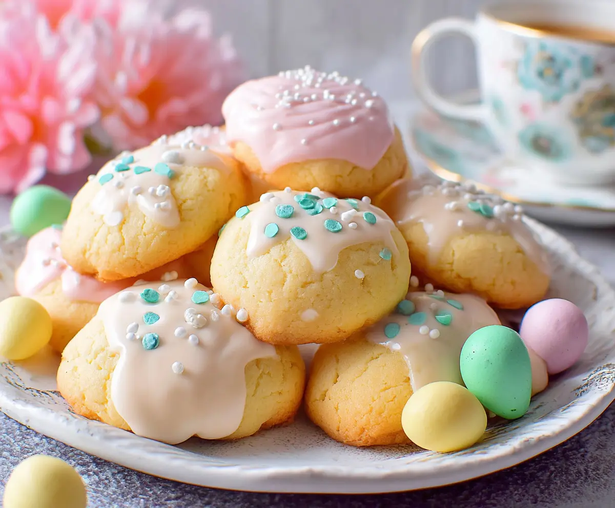Traditional Italian Easter cookies decorated with colorful sprinkles for a festive celebration.