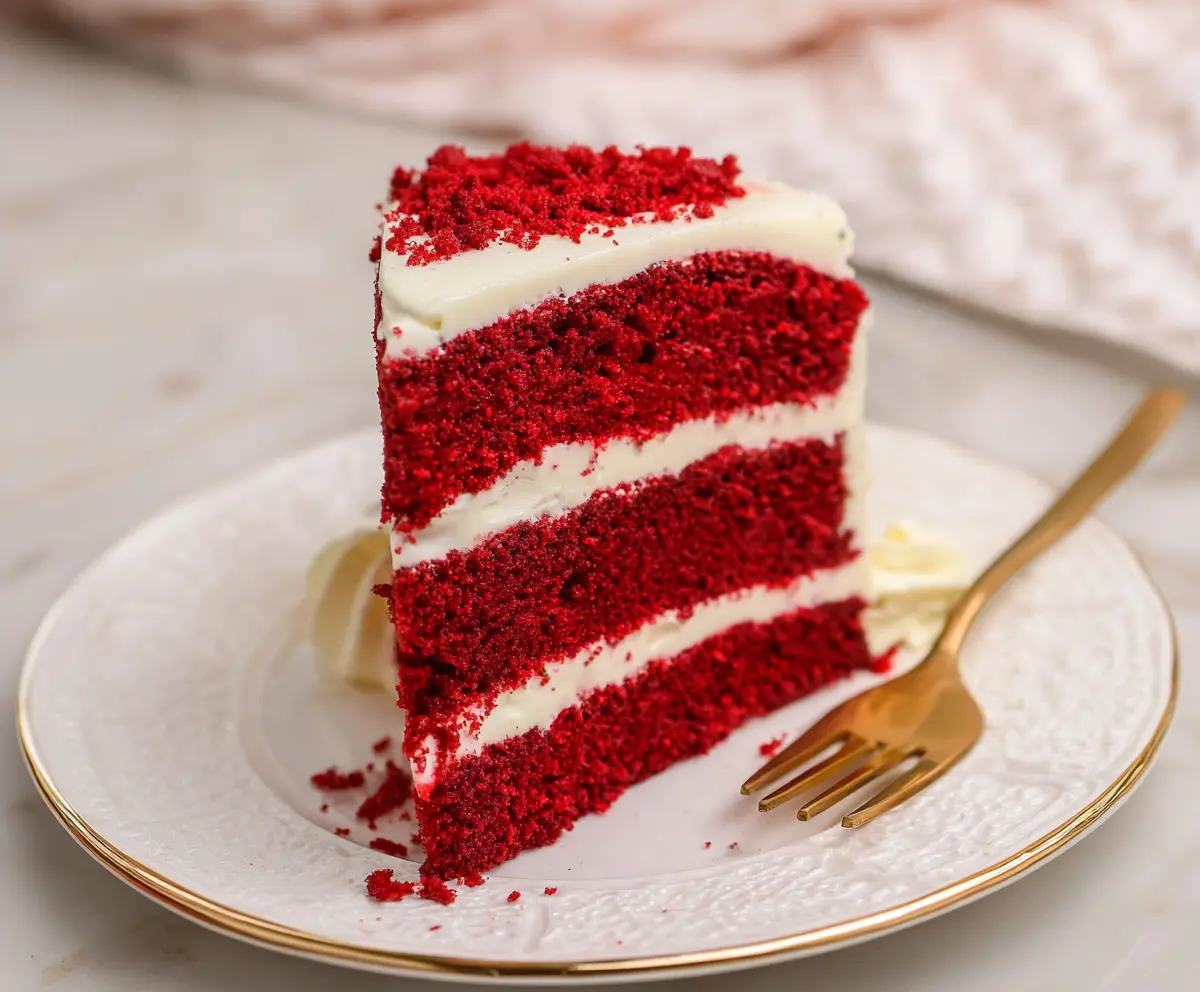 Delicious homemade Red Velvet Cake with cream cheese frosting, perfect for celebrations