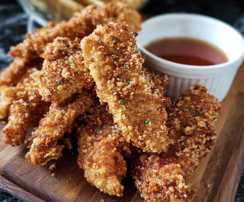 Crispy chicken strips made with sourdough discard for a delicious snack or meal.