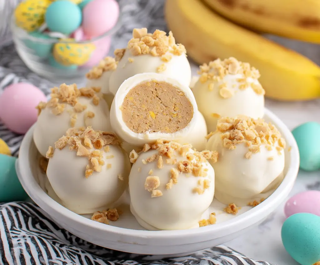 Delicious Banana Pudding Easter Truffles with creamy texture and festive presentation.