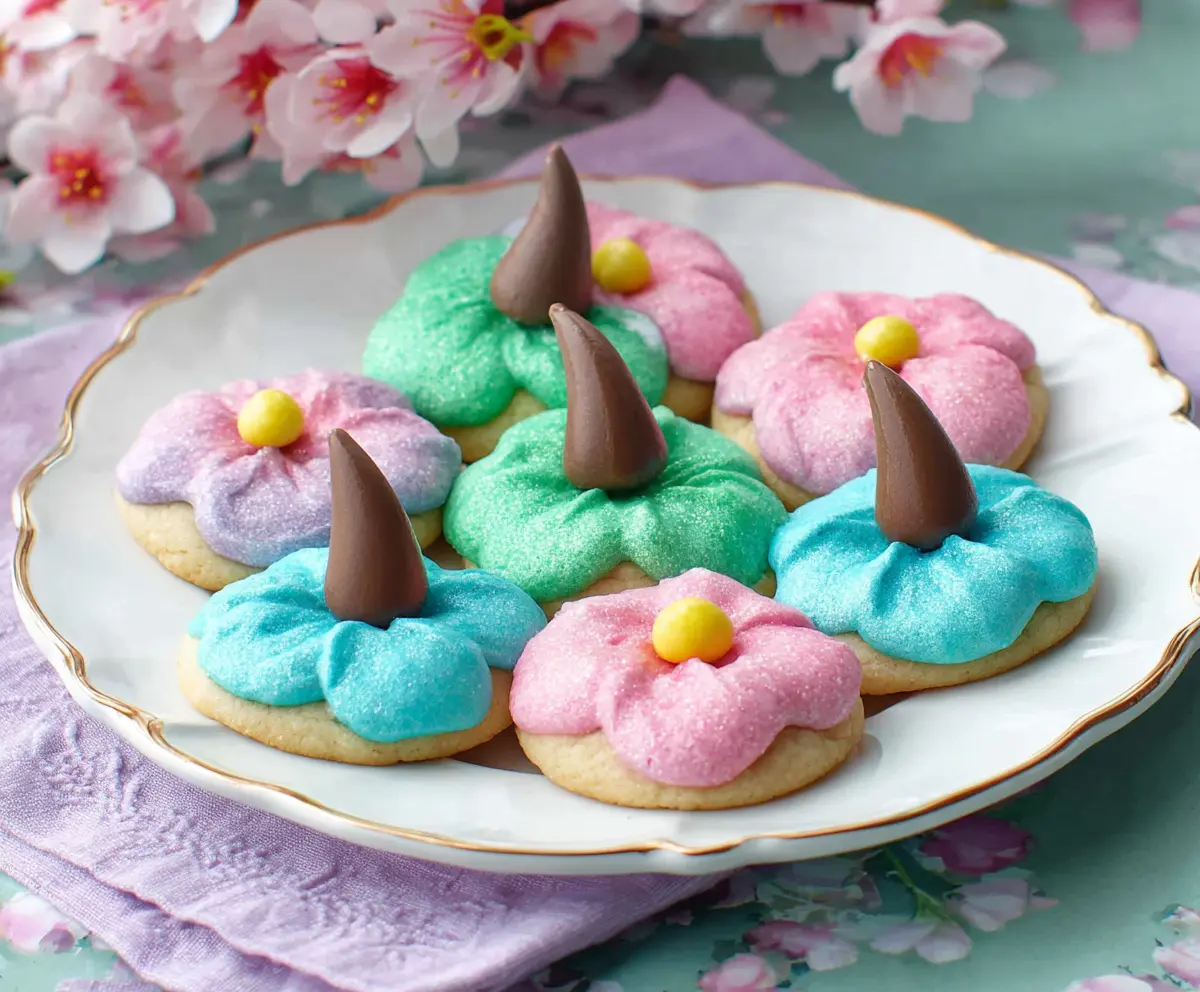 Decorative Easter Blossom Cookies with pastel icing and floral accents for festive celebration.