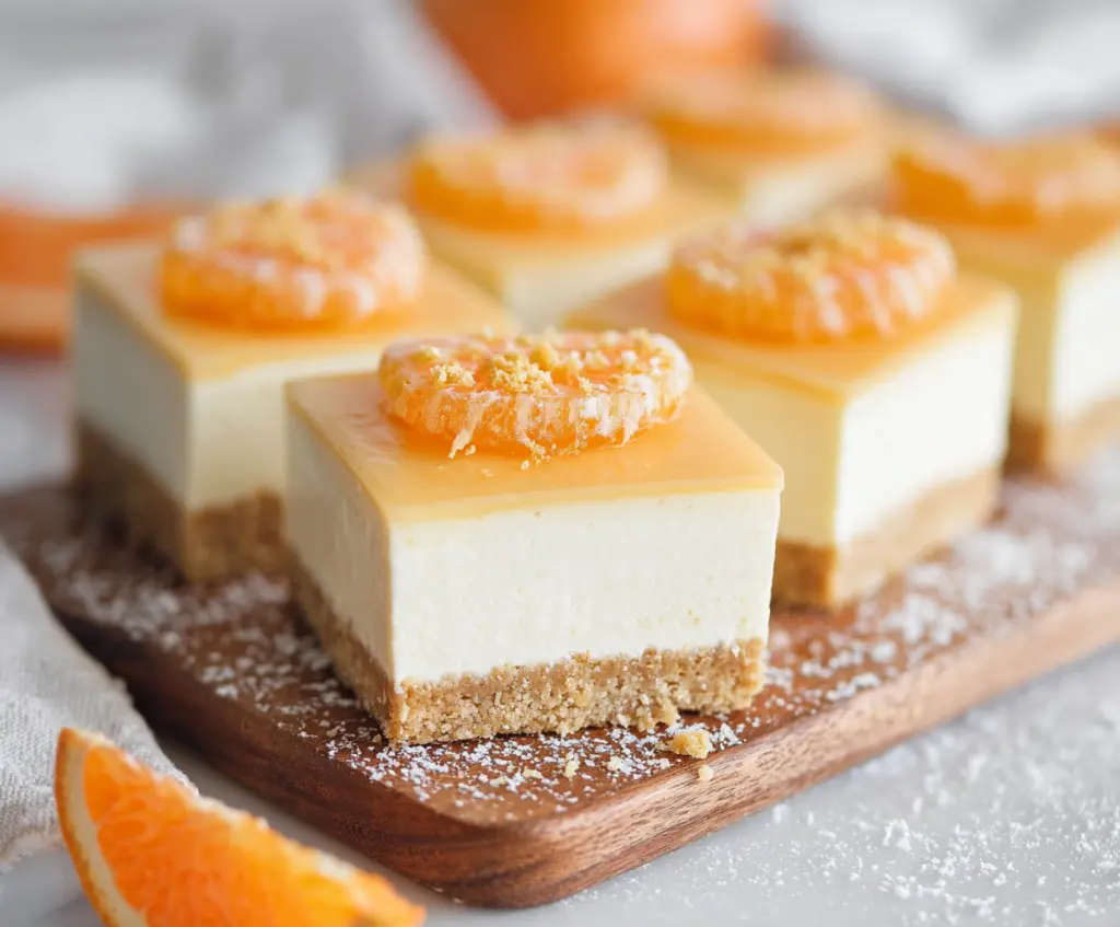 Delicious Orange Creamsicle Cheesecake Bars with vibrant orange topping and creamy cheesecake base