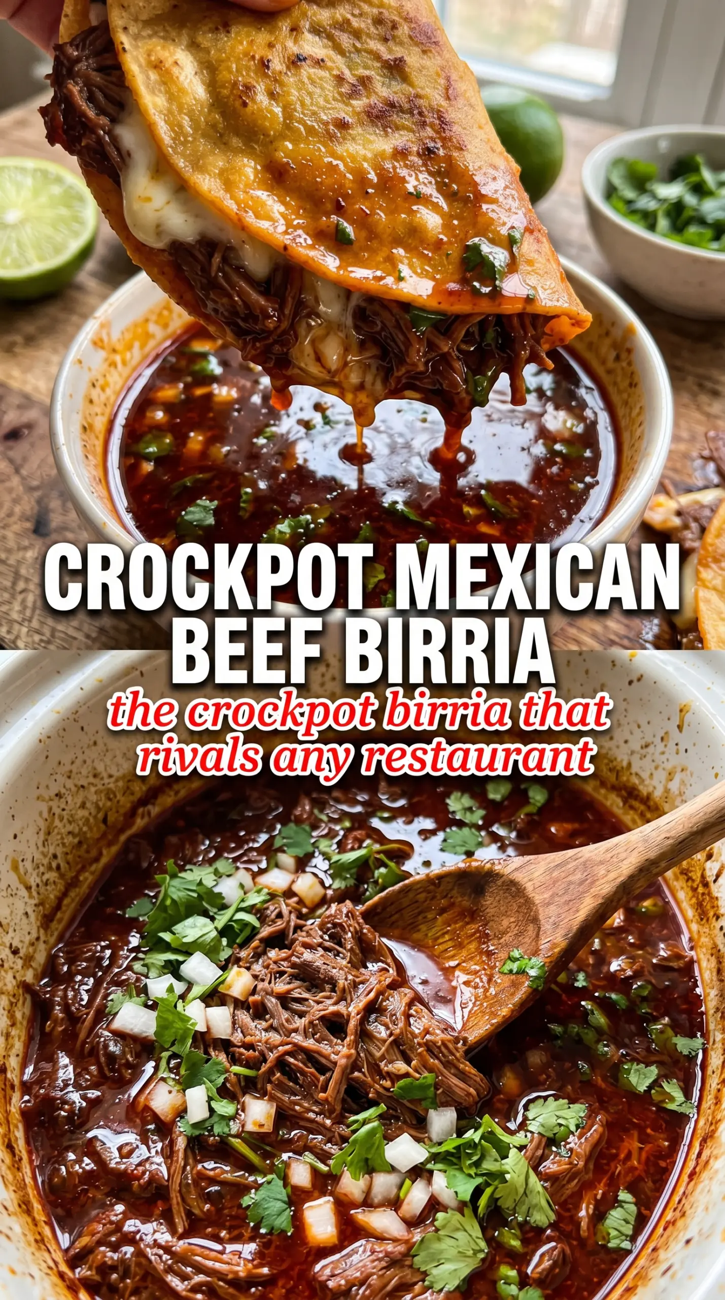 Crockpot Mexican Beef Birria tender braised beef, rich chile sauce