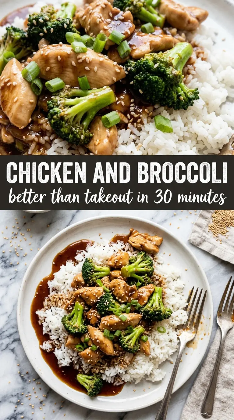 30-Minute Chicken and Broccoli glossy soy-garlic, stir fry, over rice