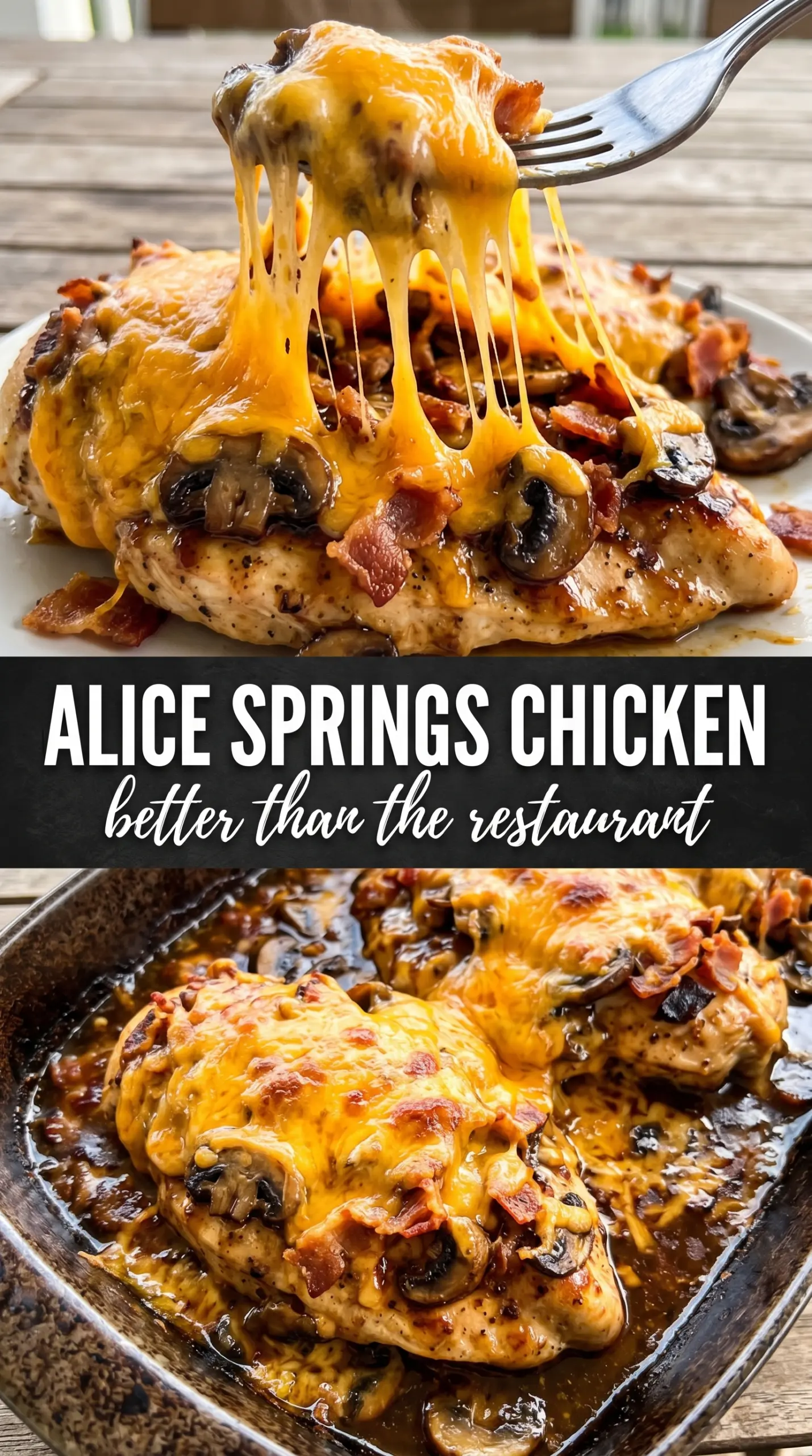 Cooked chicken with sauce and toppings