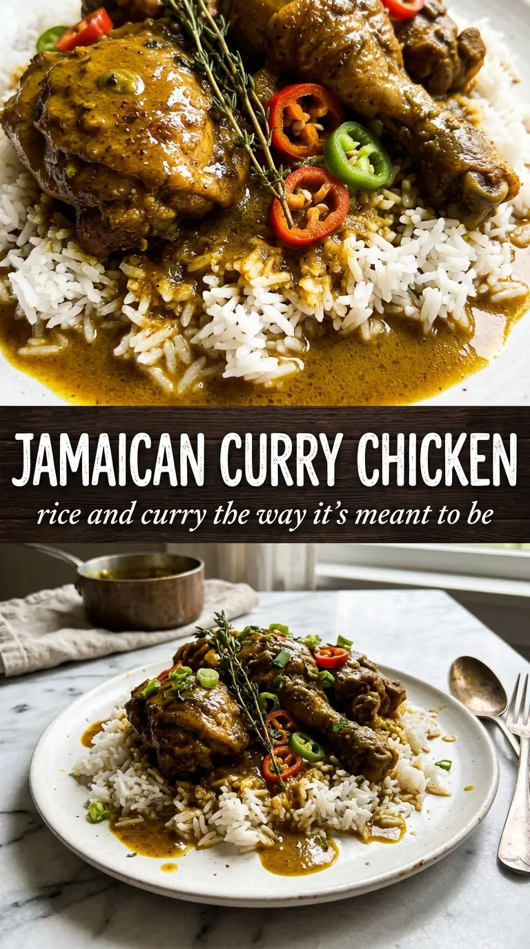 Authentic Jamaican Curry Chicken glossy golden