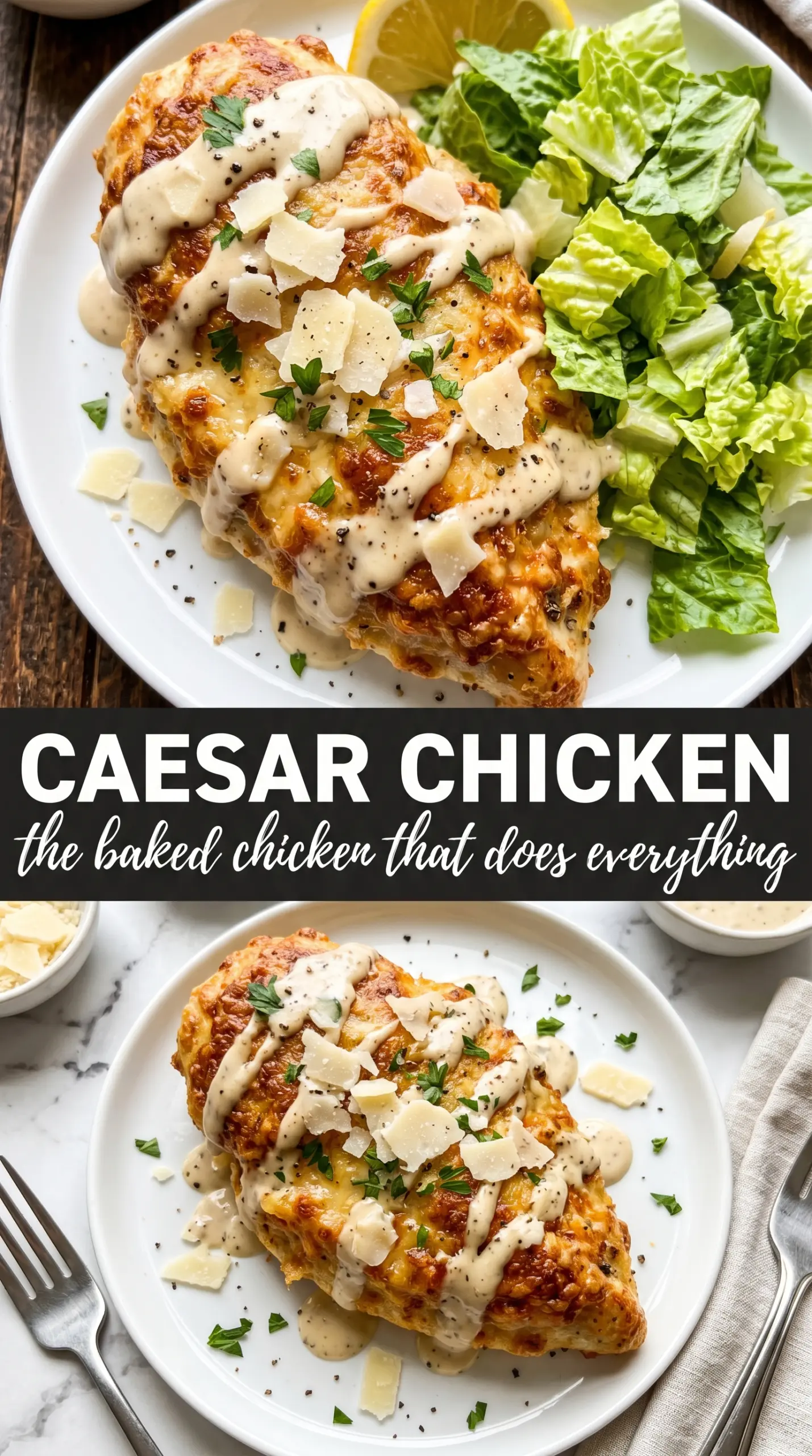 Baked Caesar Chicken golden crusty savory