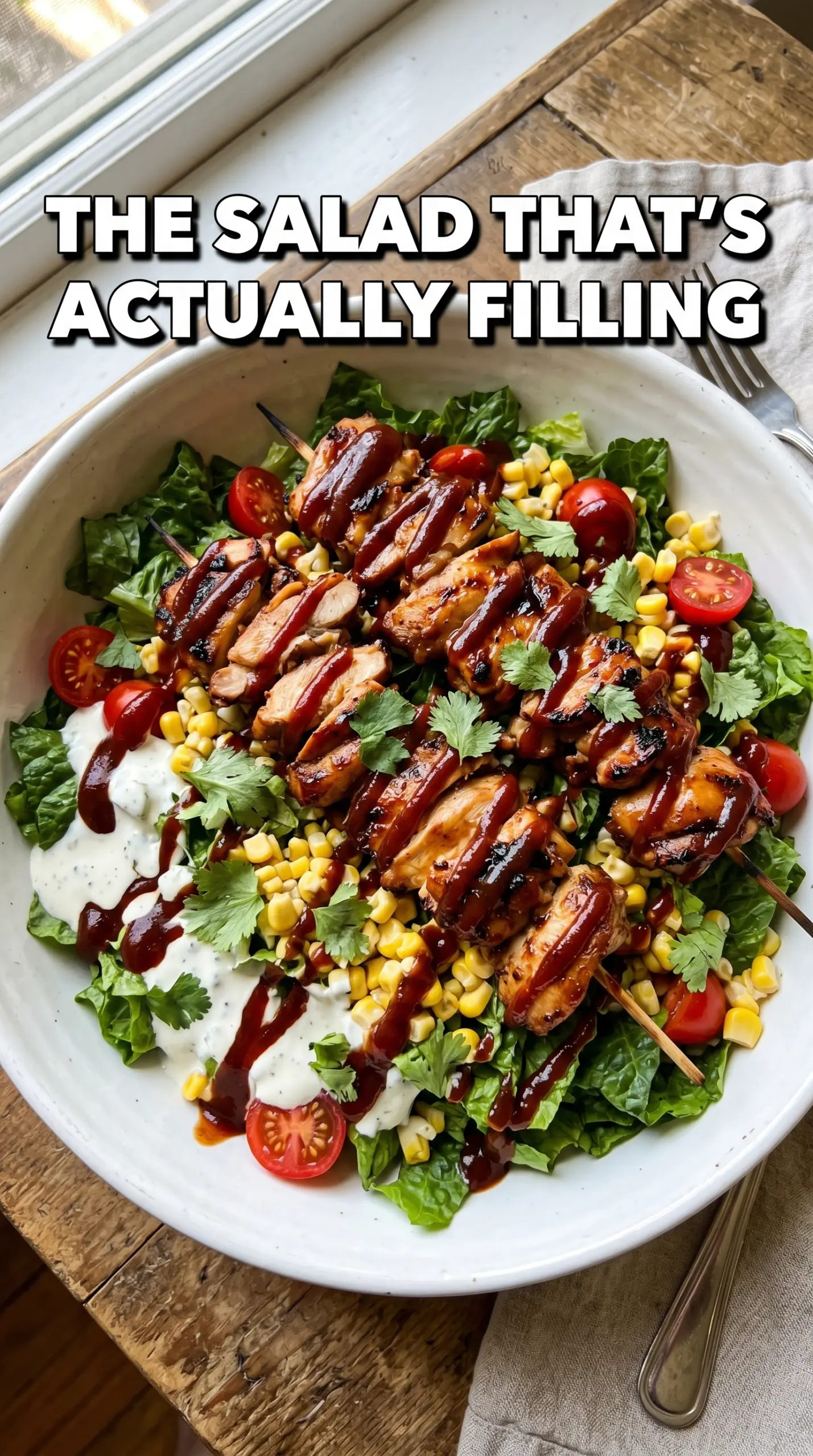 BBQ Chicken Skewer Salad grilled chicken fresh crunchy