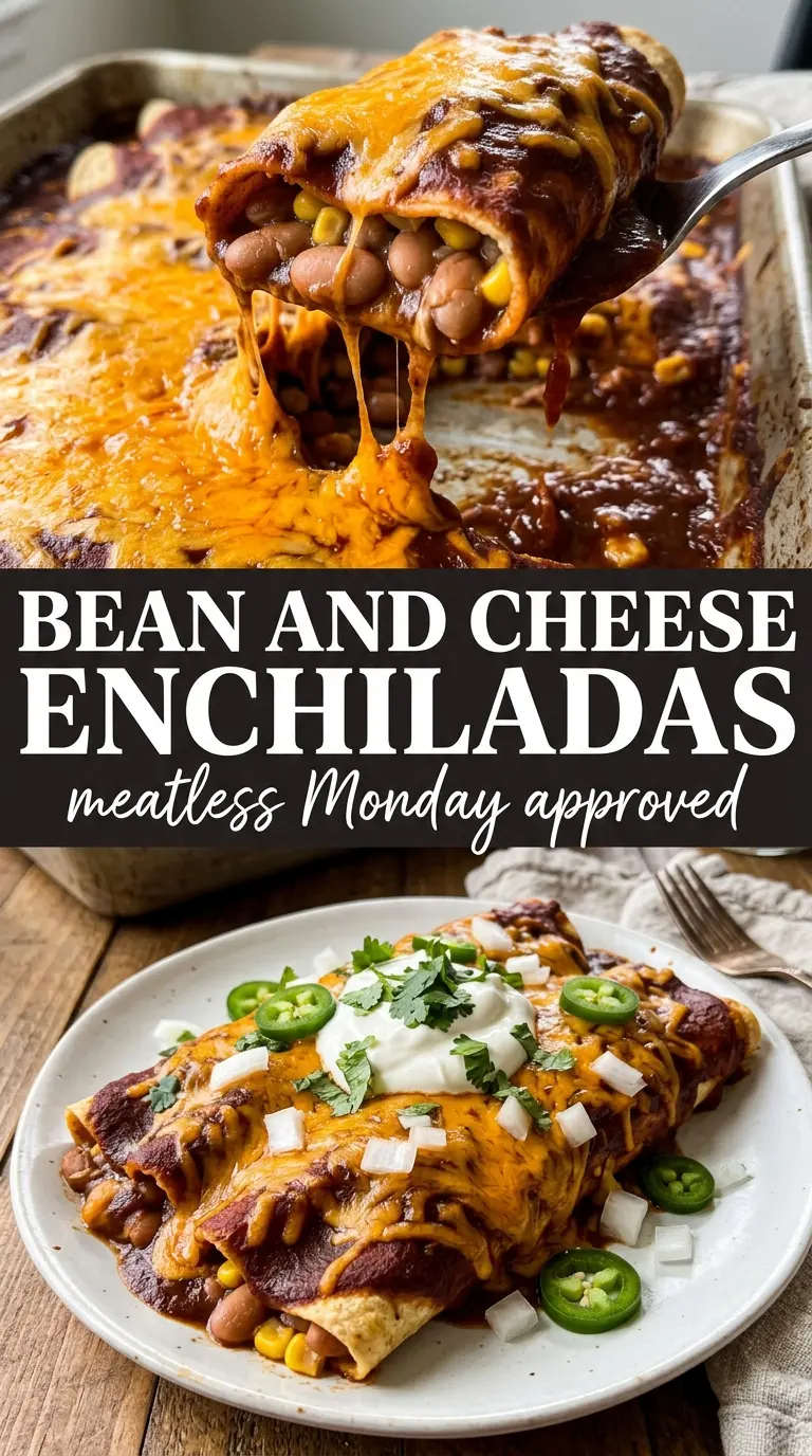 Bean and cheese enchiladas, cheesy, saucy, golden