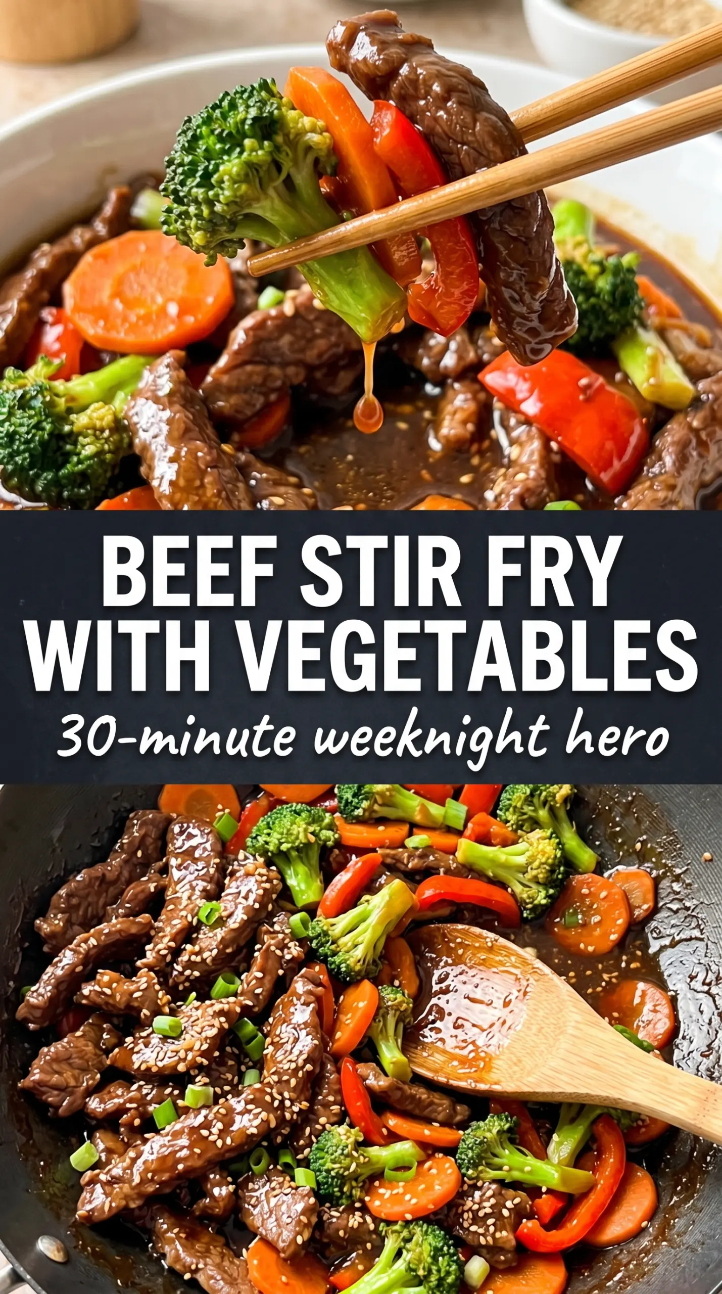 Beef Stir Fry with Vegetables crisp-tender glossy
