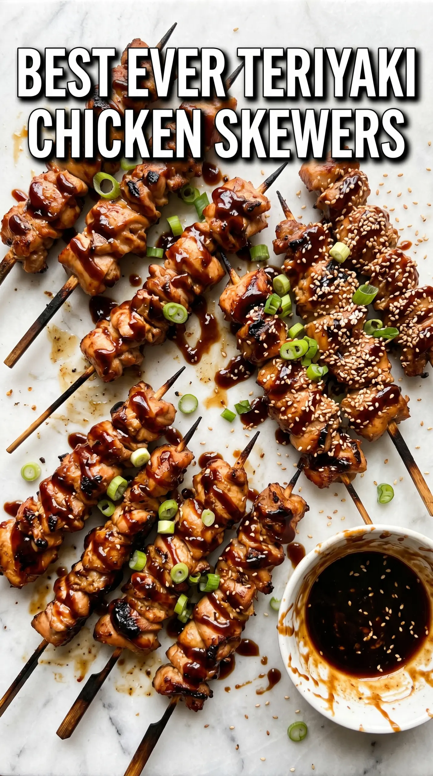 Best Ever Teriyaki Chicken Skewers glossy grilled