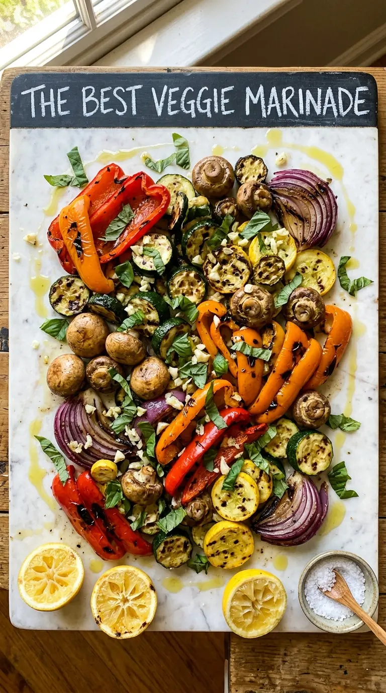 Grilled vegetables balsamic marinade glossy