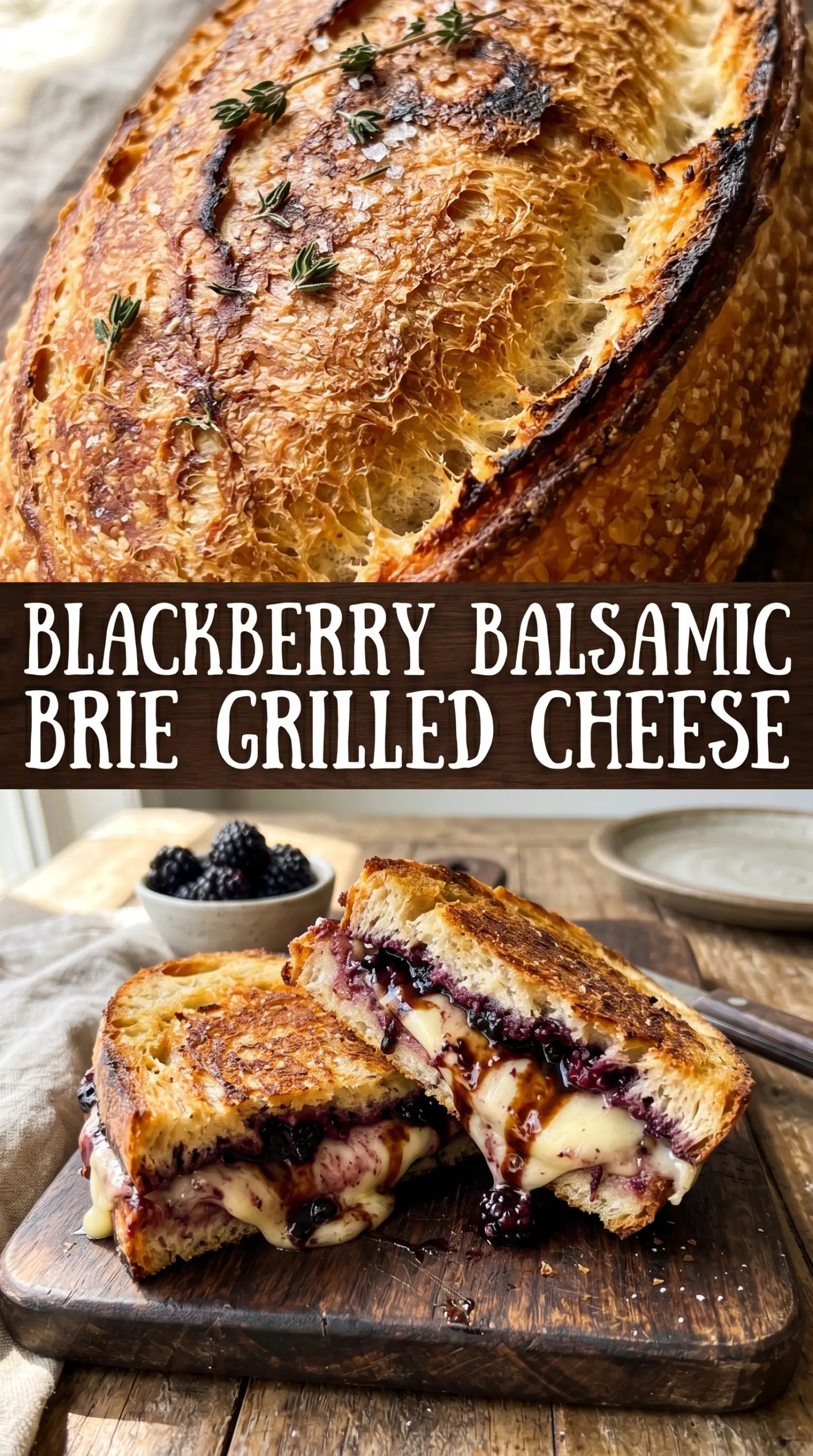 Blackberry Balsamic & Brie Grilled Cheese with gooey brie, blackberries, and golden bread