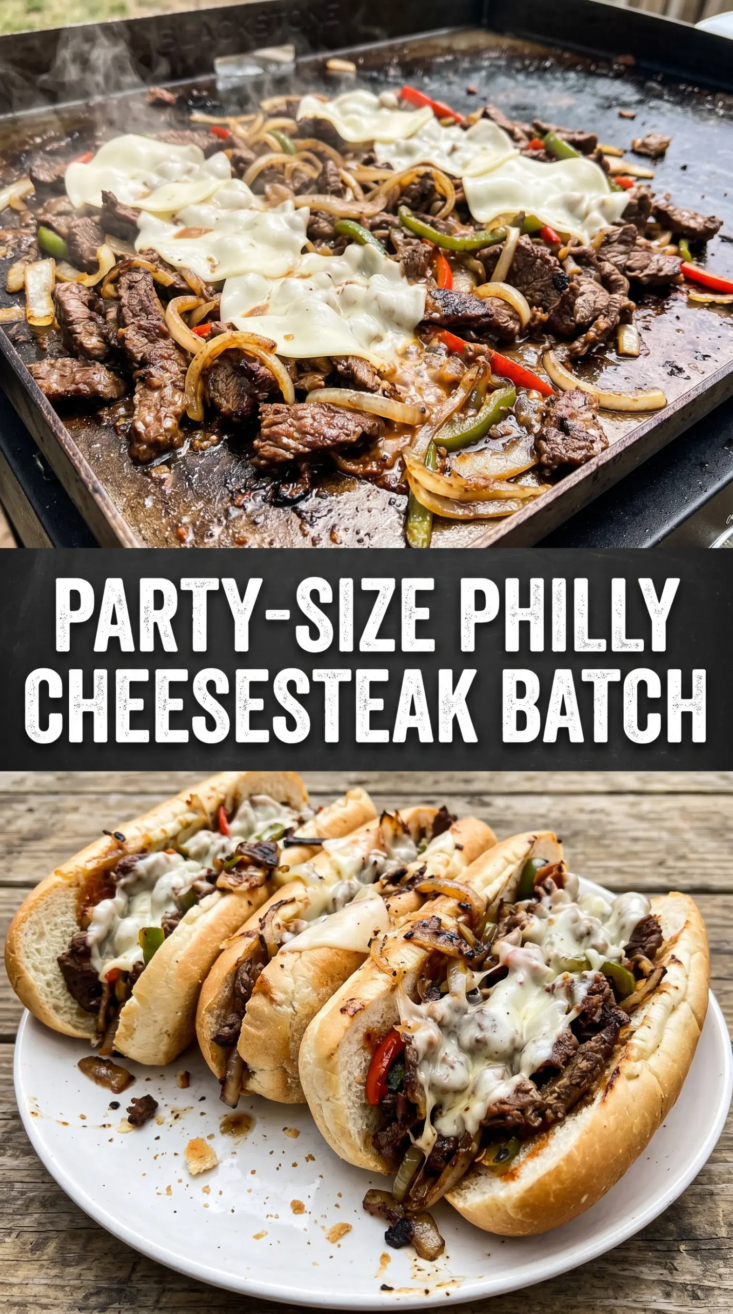 Cheesesteak sandwich with caramelized vegetables