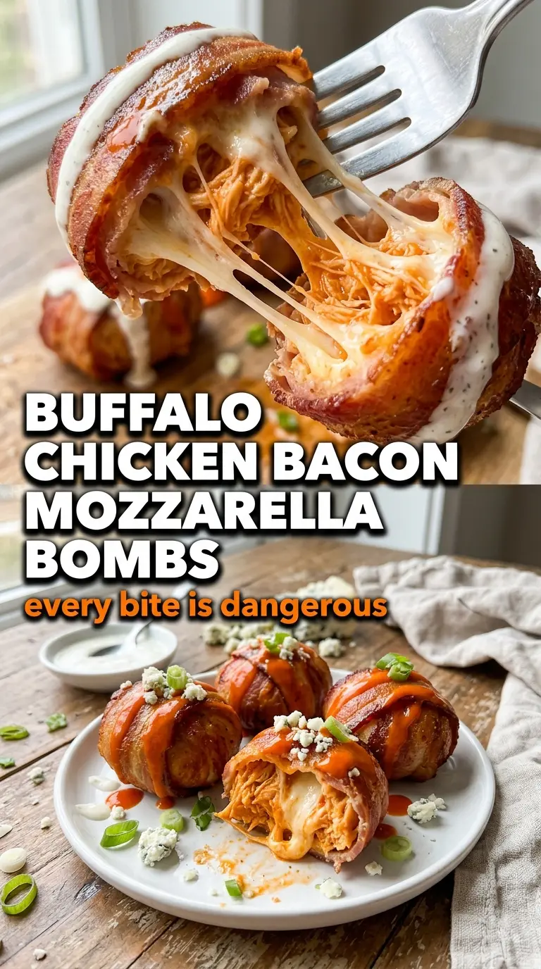 Buffalo Chicken Bacon Mozzarella Bombs crispy gooey cheesy