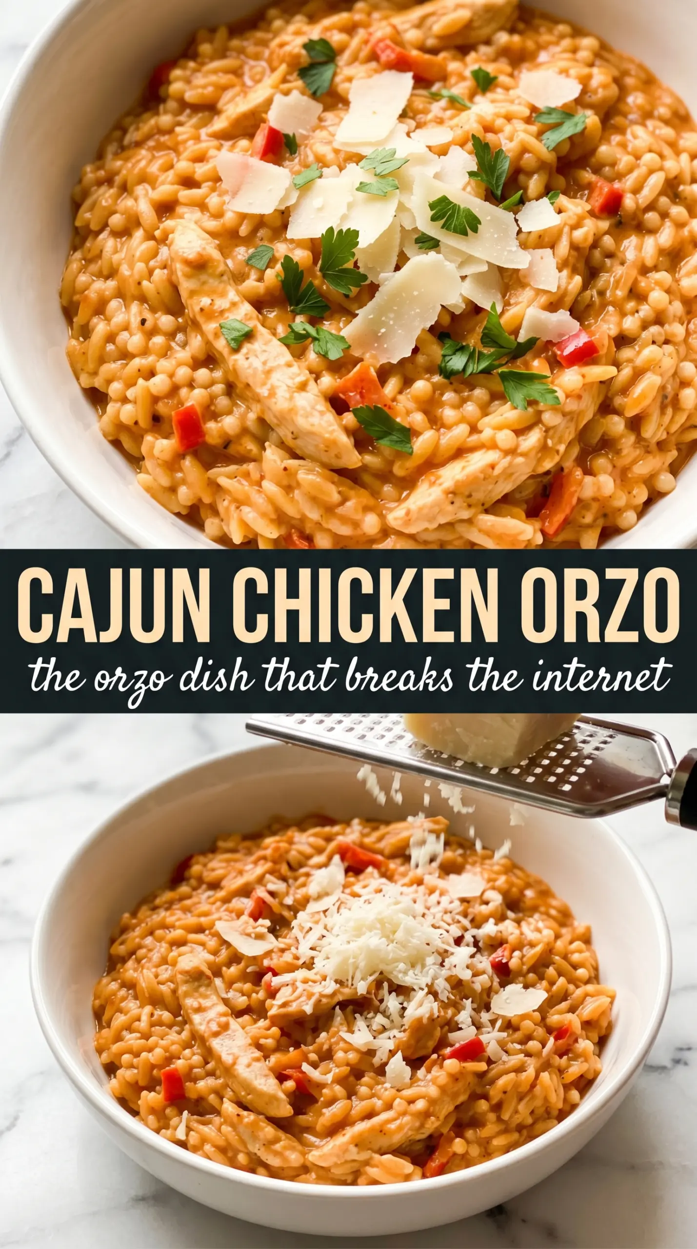 Cajun Chicken Orzo blackened creamy skillet