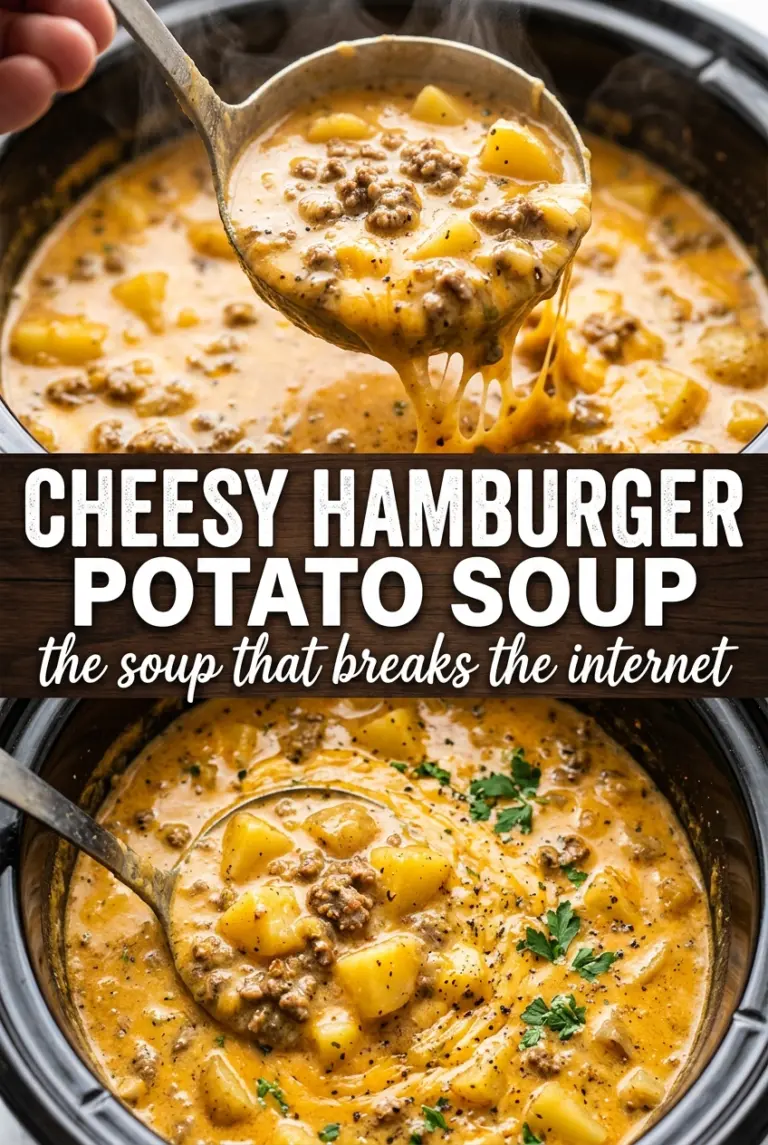 Cheesy Crock Pot Hamburger Potato Soup