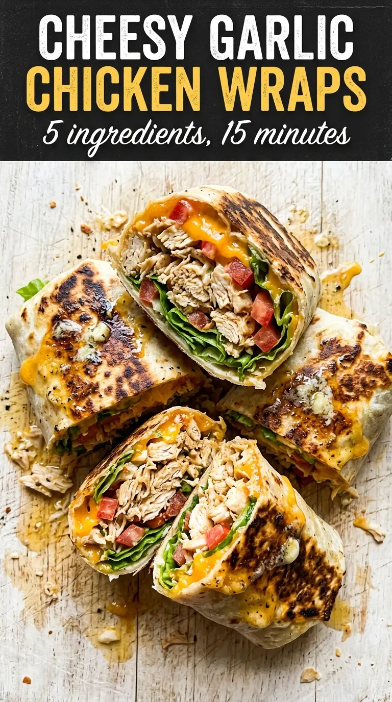 Cheesy Garlic Chicken Wraps golden toasted cheesy garlic chicken