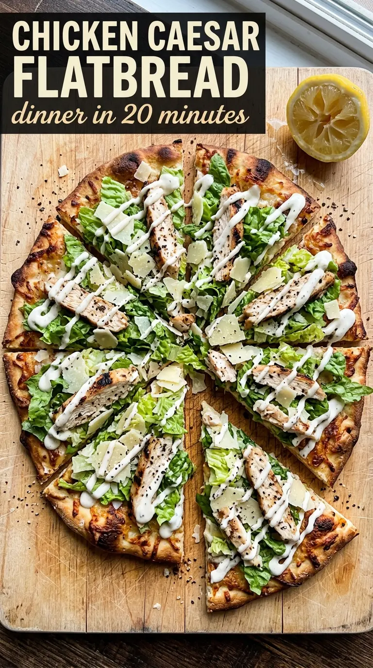 Chicken Caesar Flatbread crispy garlicky parmesan