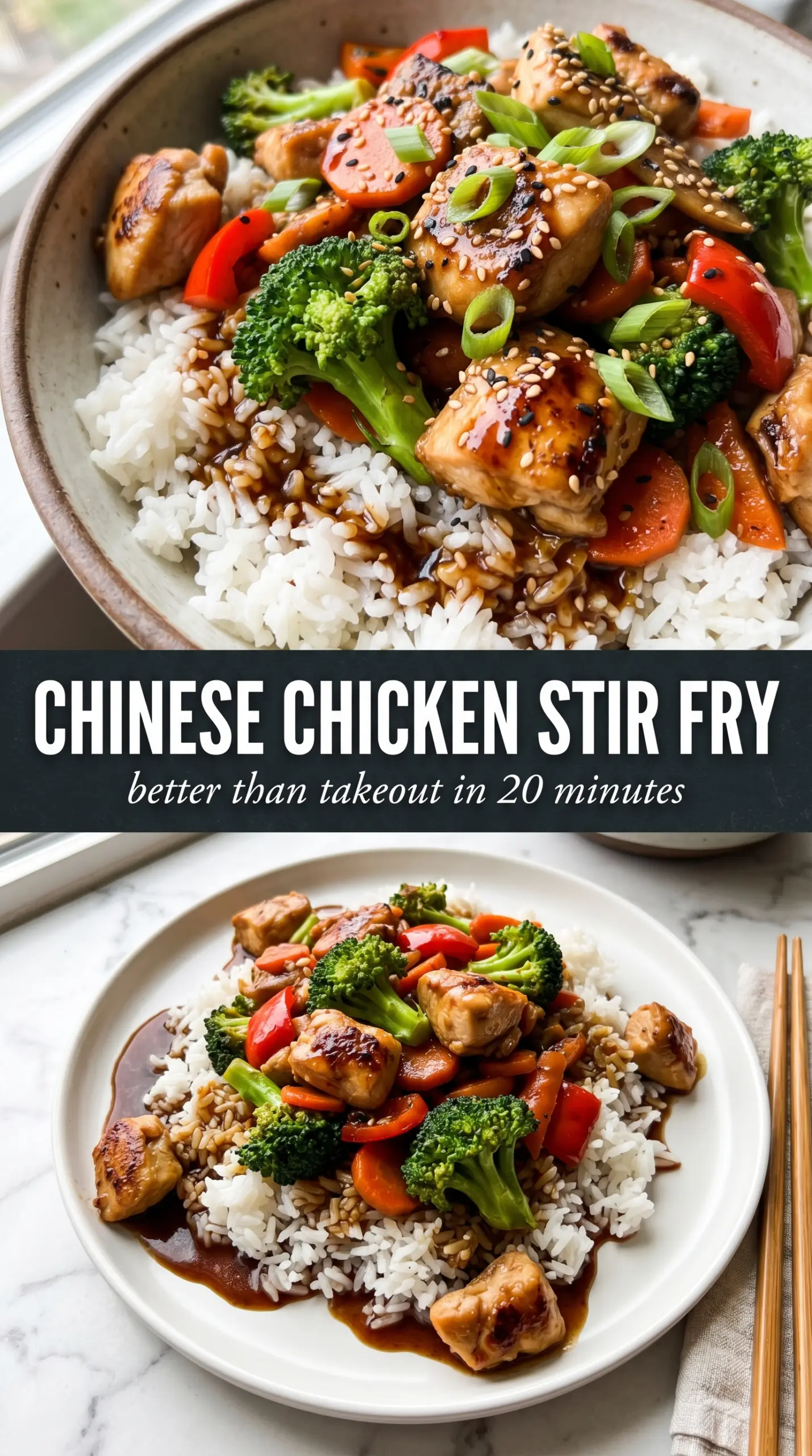 Chinese Chicken Stir Fry with glossy vegetables