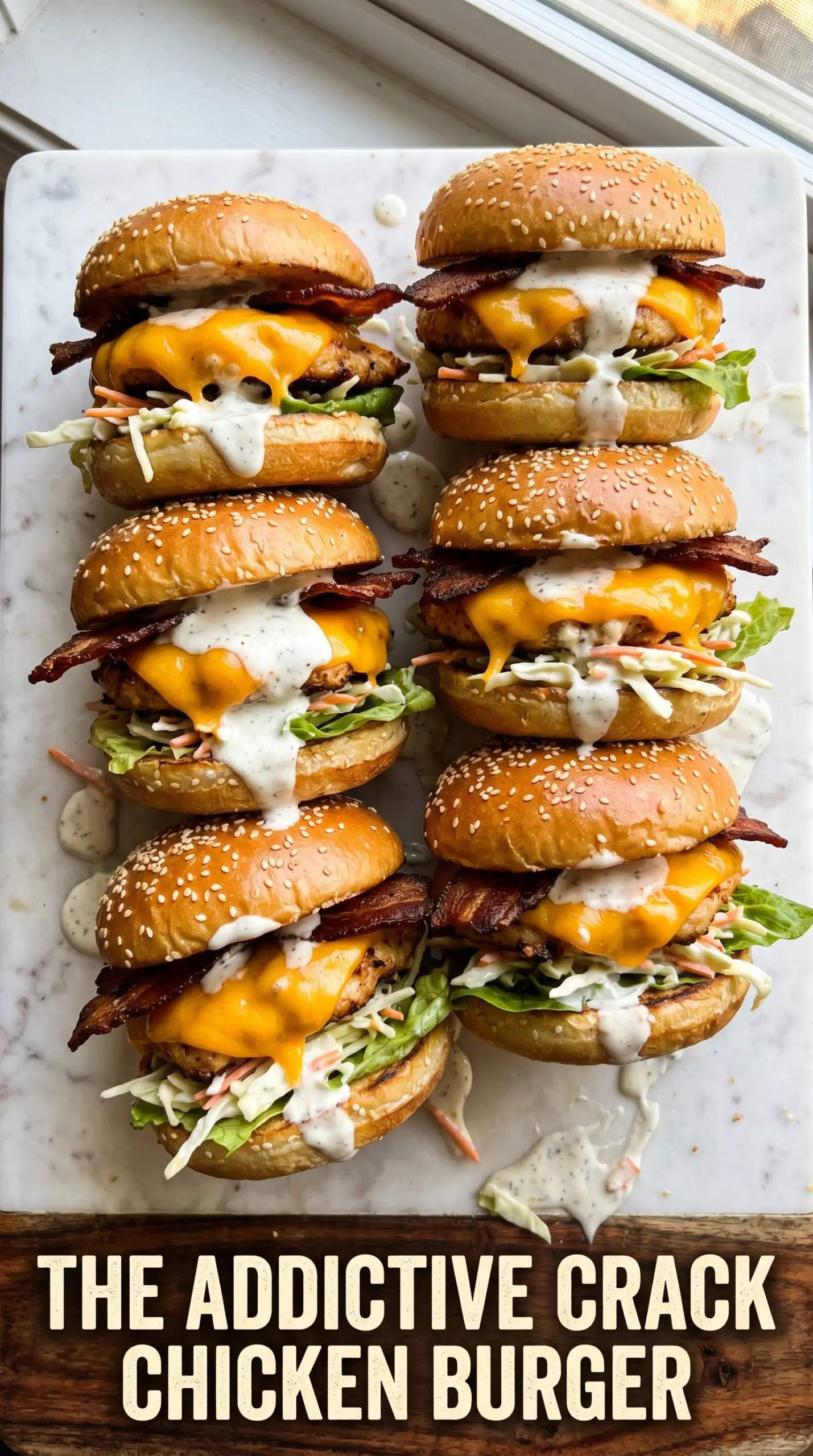 Crack Chicken Burgers cheesy bacon ranch