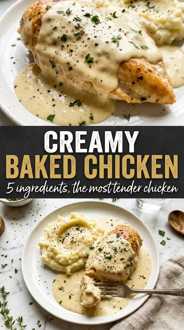 Creamy Baked Chicken Breasts golden bubbly savory
