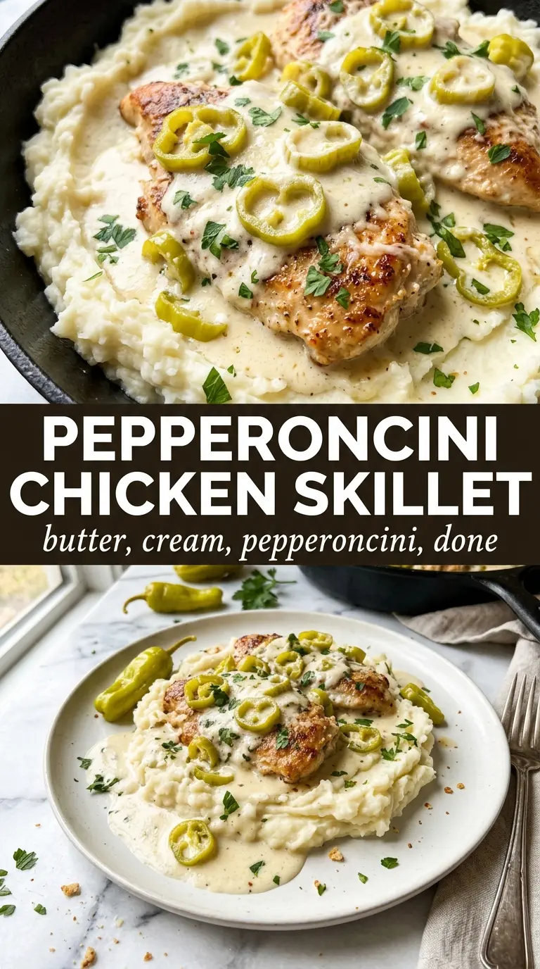 Creamy Pepperoncini Chicken Skillet tangy creamy skillet
