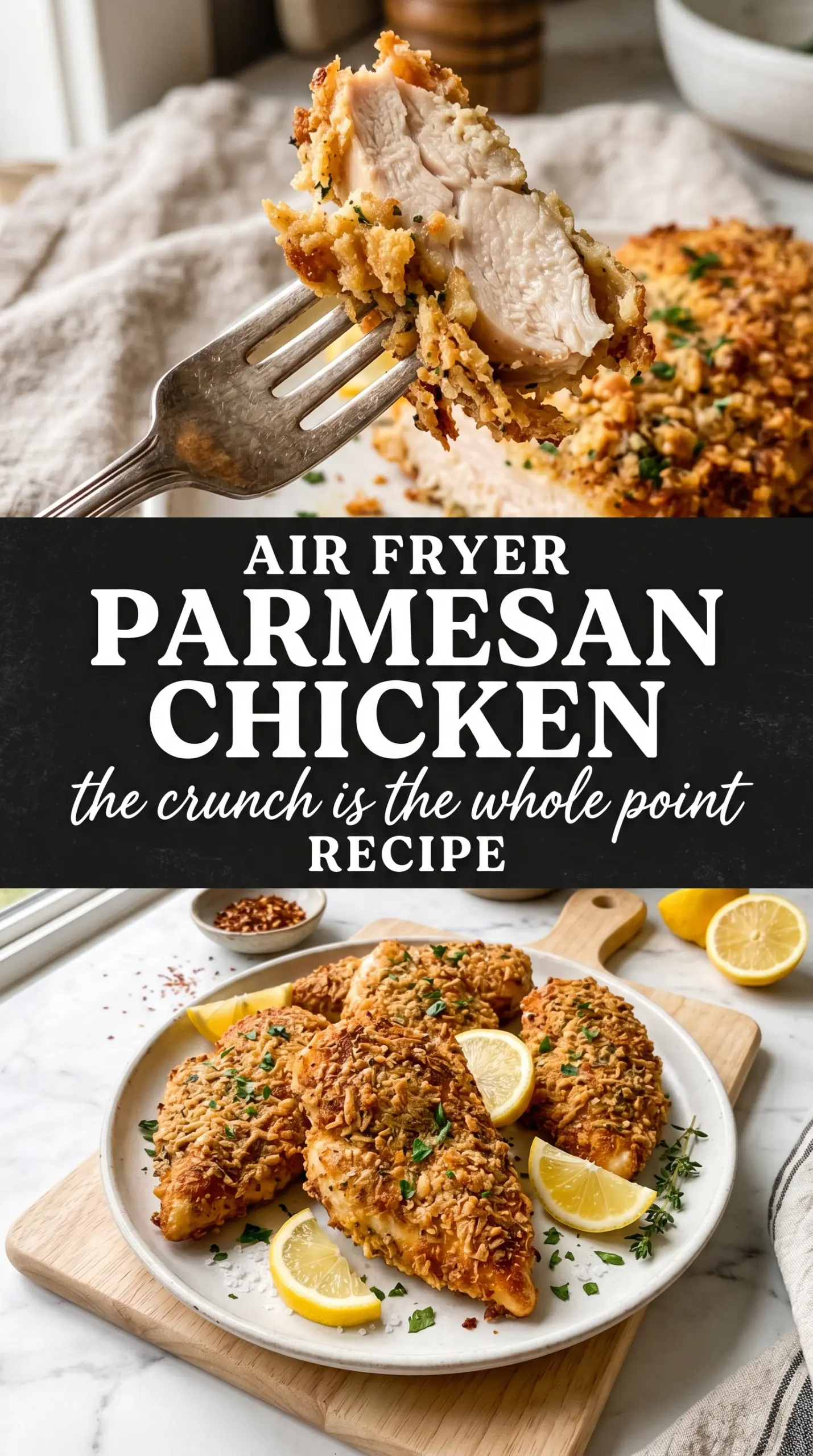 Crispy Air Fryer Parmesan Crusted Chicken, golden crispy juicy