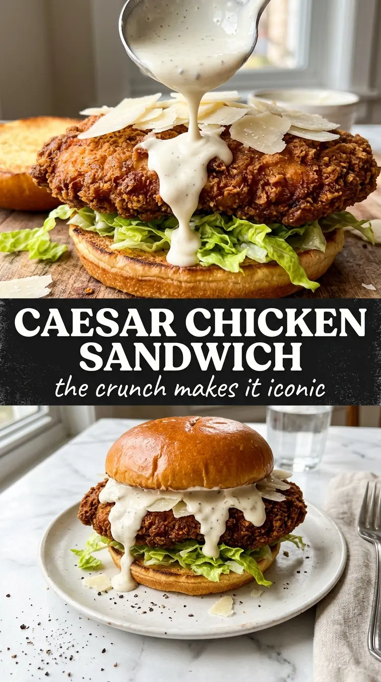Crispy Chicken Caesar Sandwich golden panko-crusted chicken
