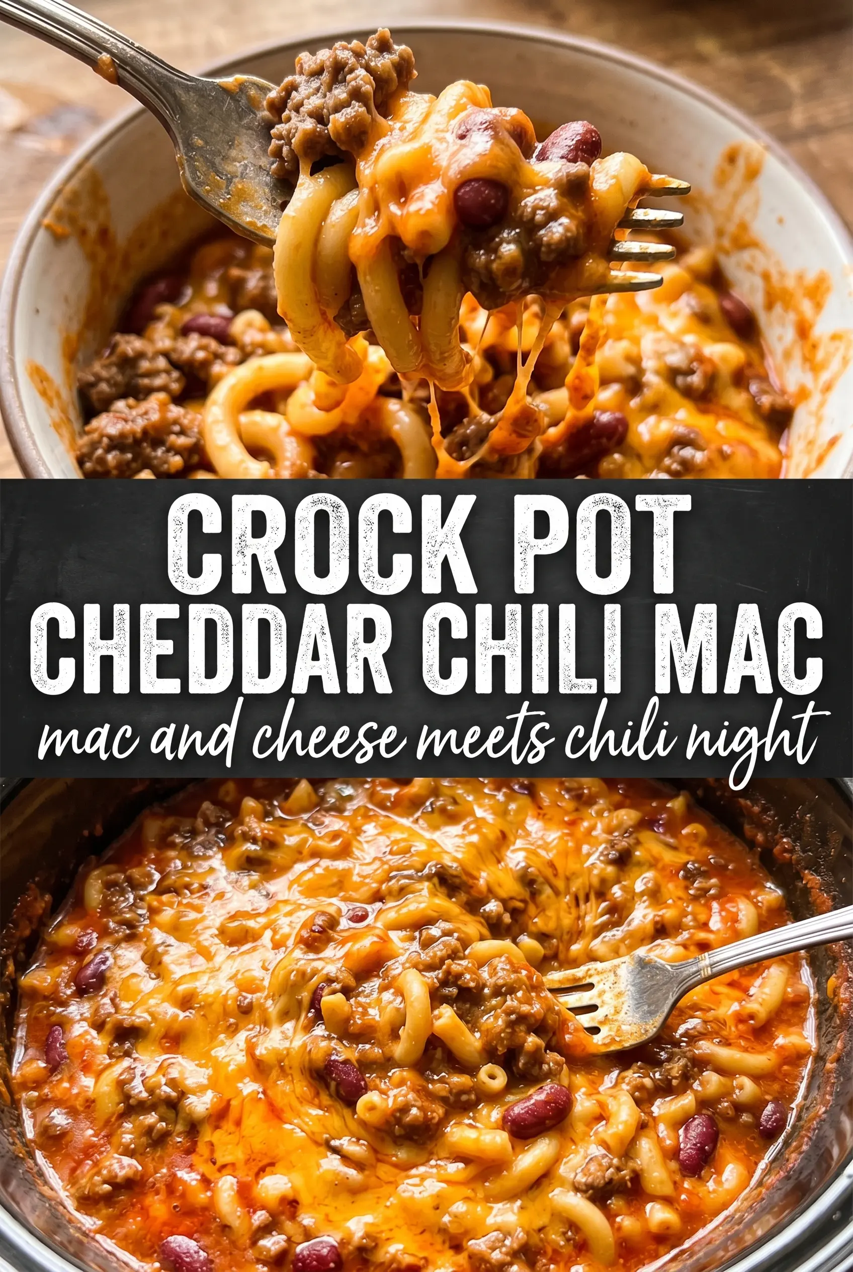 Crock Pot Cheddar Chili Mac