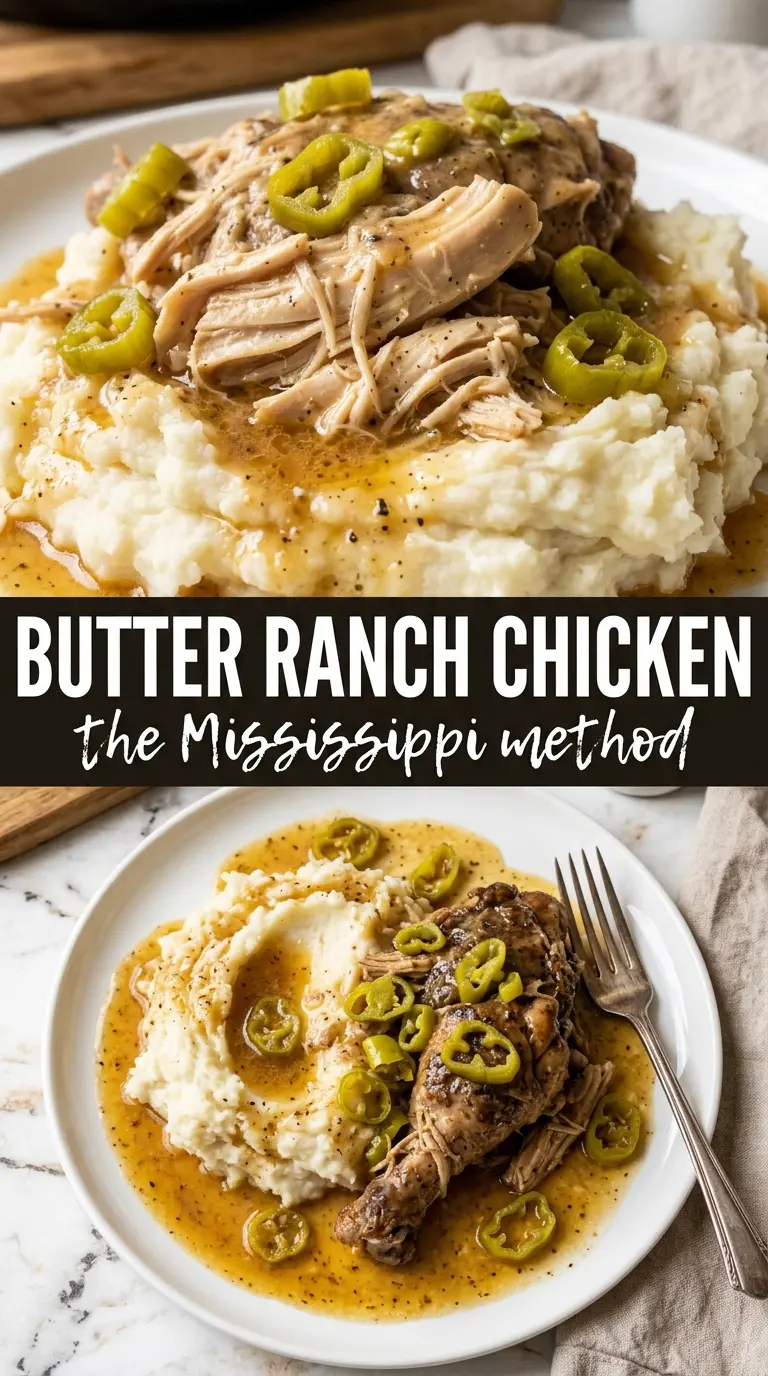 Crock Pot Mississippi Chicken shredded creamy pepperoncini