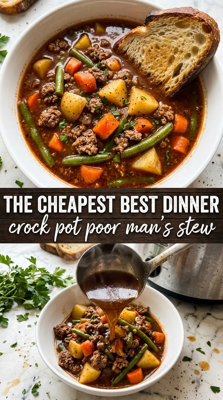 Hearty slow cooker soup in a bowl