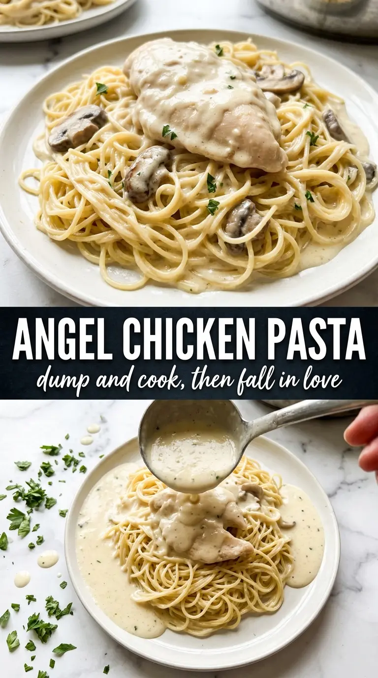 Crockpot Angel Chicken creamy slow cooker pasta