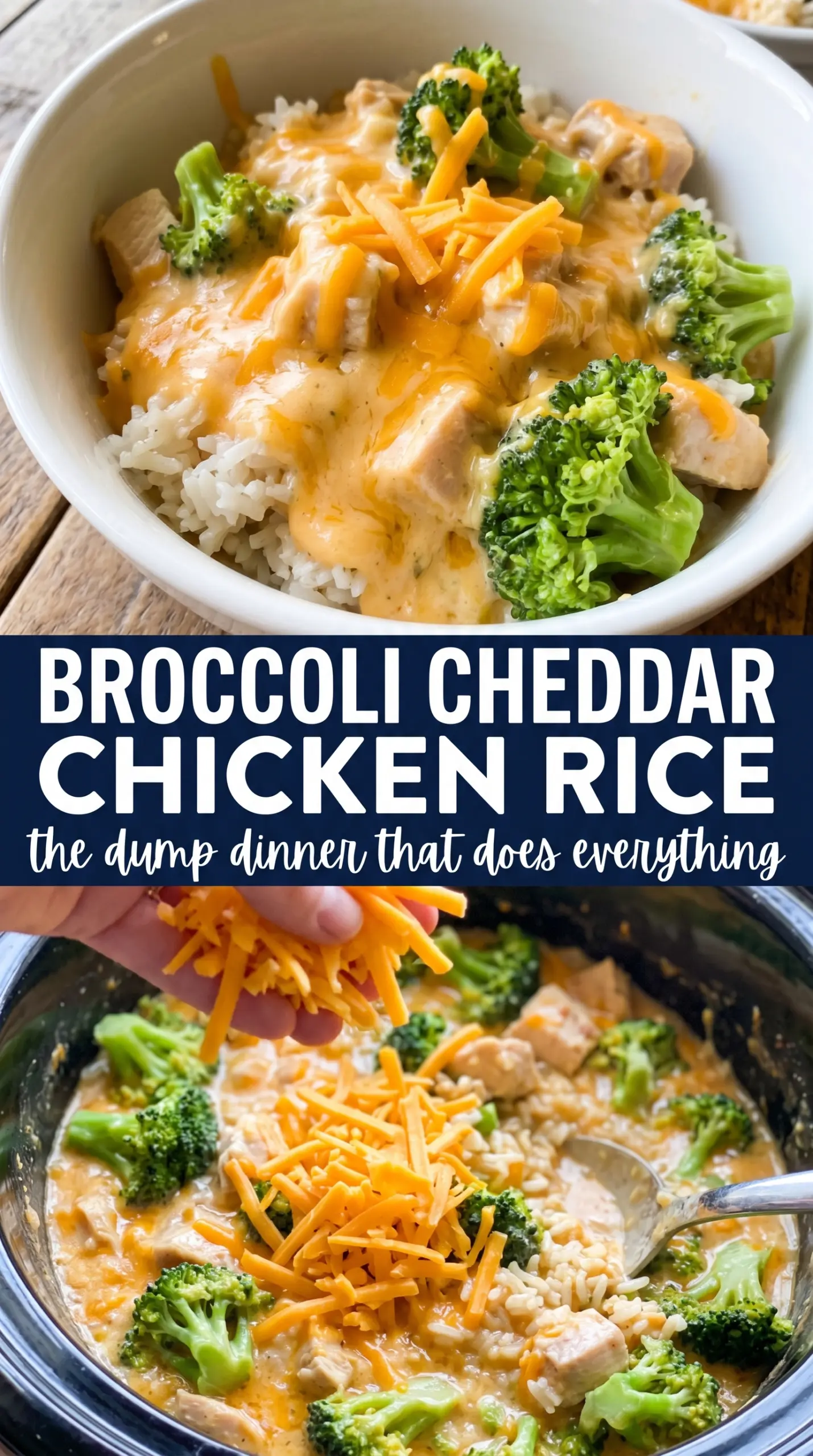 Crockpot Broccoli Cheddar Chicken and Rice creamy cheesy broccoli