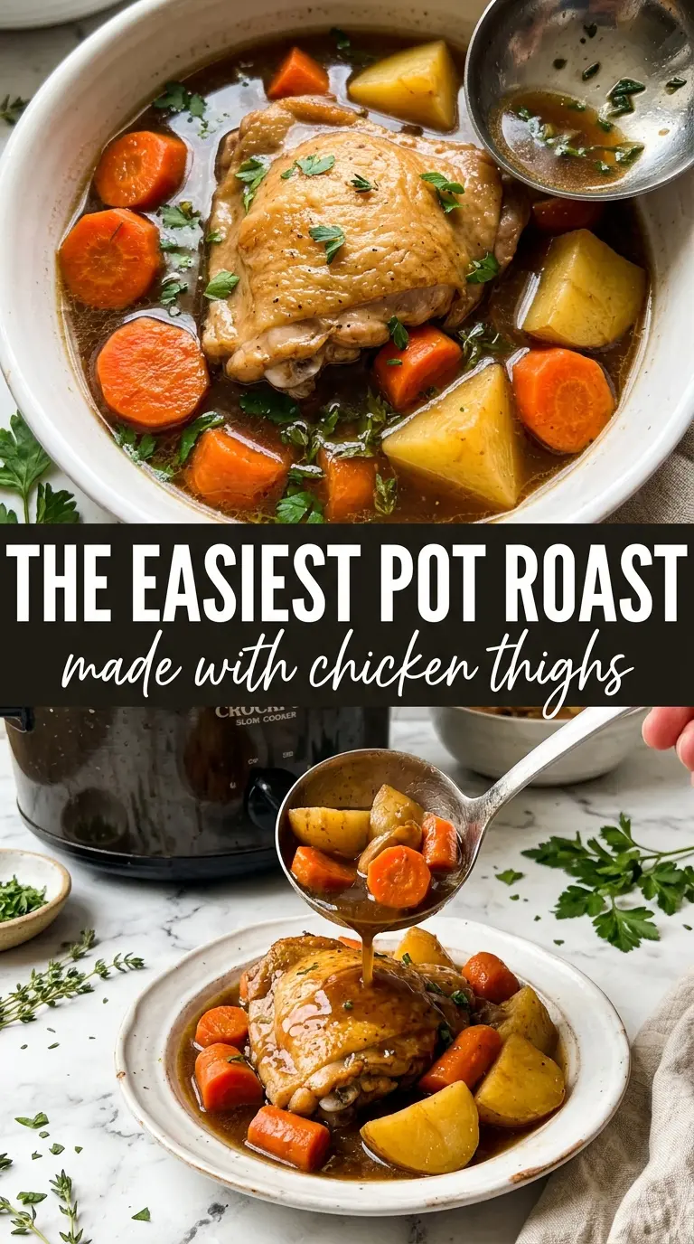 Crockpot Chicken Thigh Pot Roast rustic tender herb