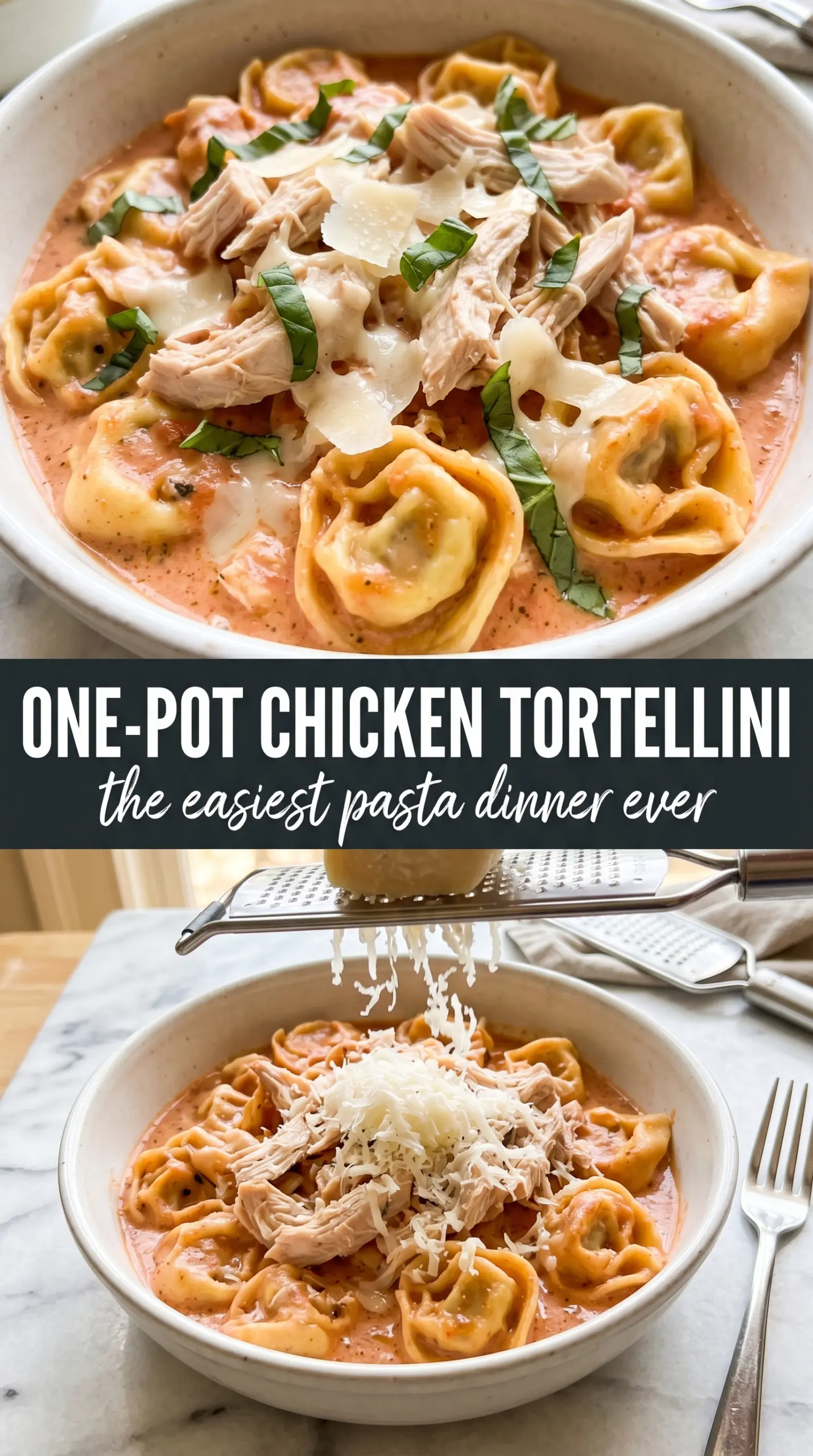 Crockpot Chicken Tortellini creamy spinach cheese-filled pasta