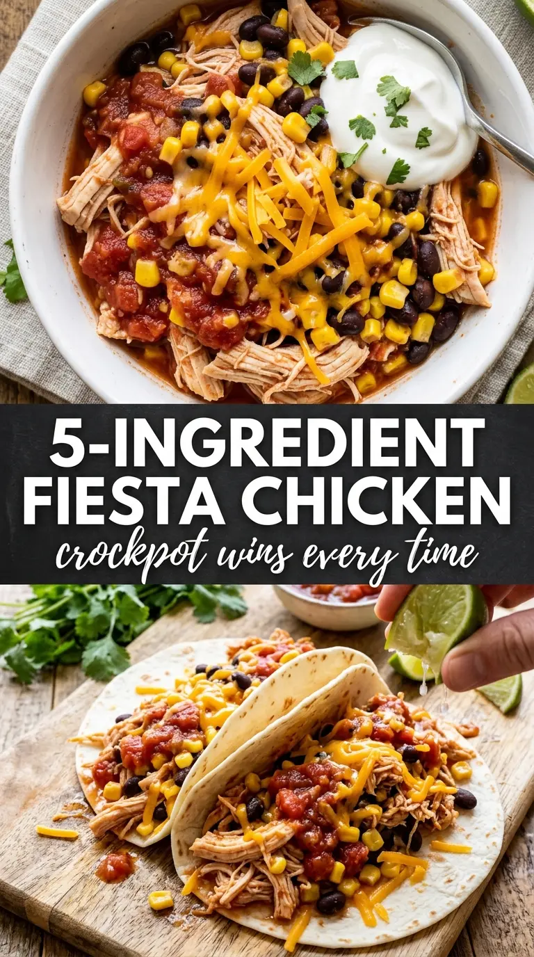 Crockpot Fiesta Chicken creamy shredded Tex-Mex