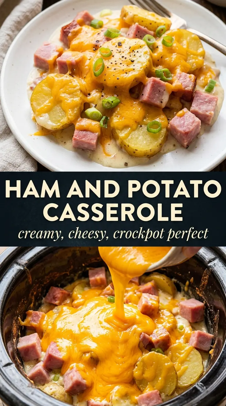 Crockpot Ham and Potato Casserole cheesy ham potatoes